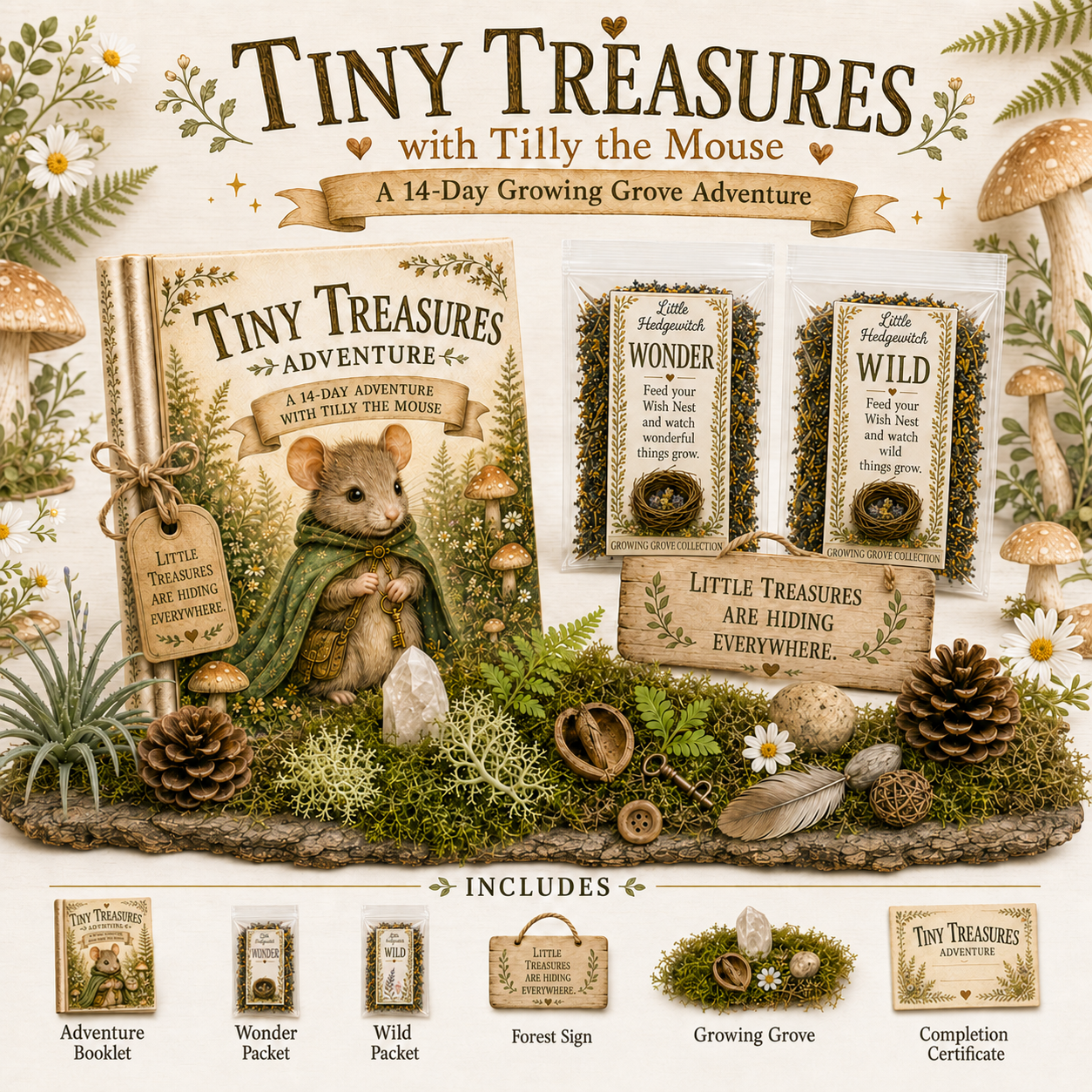 Tiny Treasures Adventure Kit | Gratitude Nature Discovery Activity for Kids | Woodland Companion Gift | Growing Grove Collection for Kids