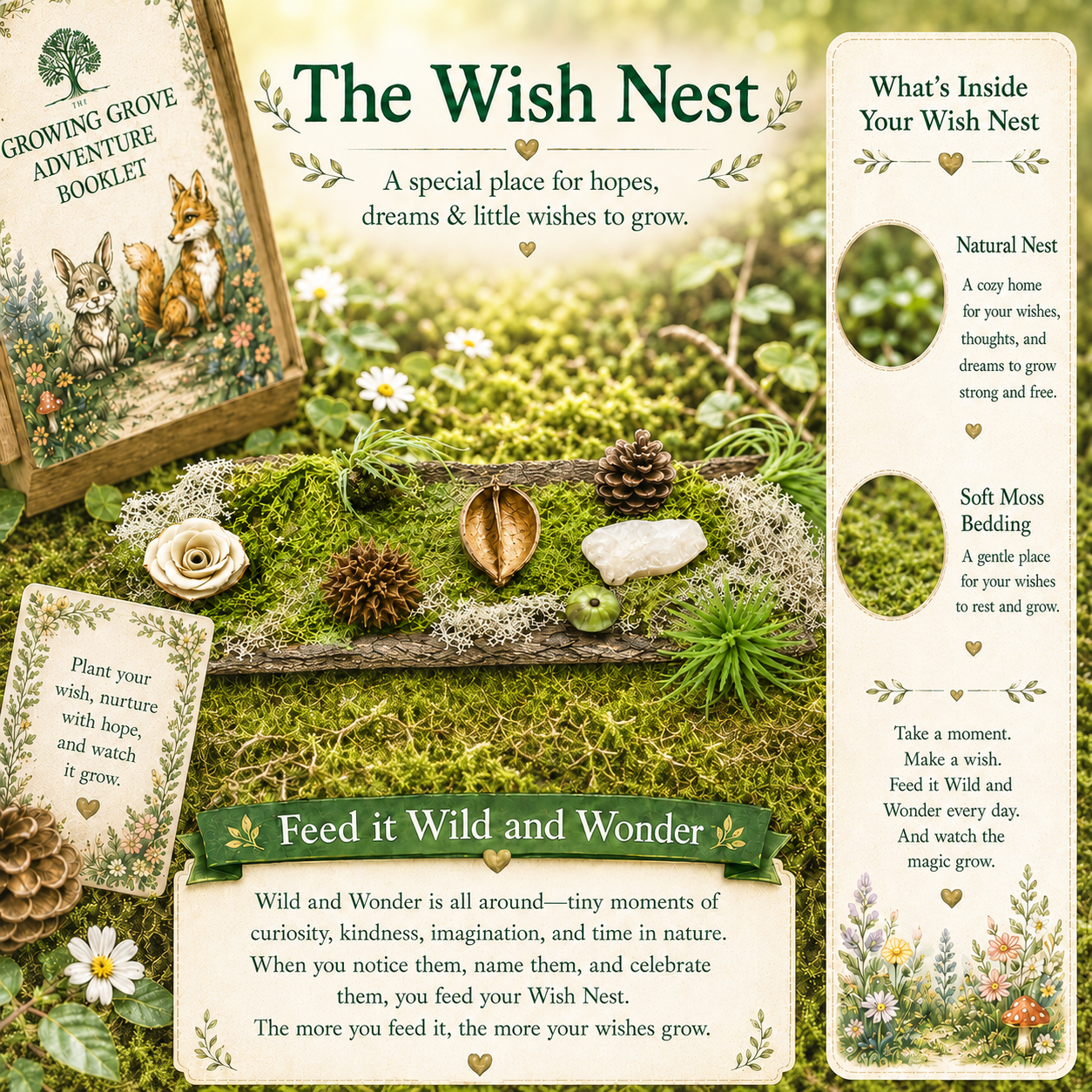 Moonlit Wishes Adventure Kit | Imagination Wonder Activity for Kids | Raccoon Companion Gift | Growing Grove Collection | Kids Nature Kit