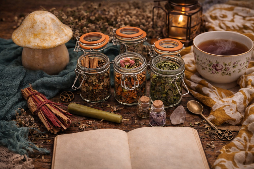 Cozy Witch Mystery Capsule Bundle – Intuitively Curated Self-Care &amp; Ritual Set | Tea, Candles, Comfort Magic