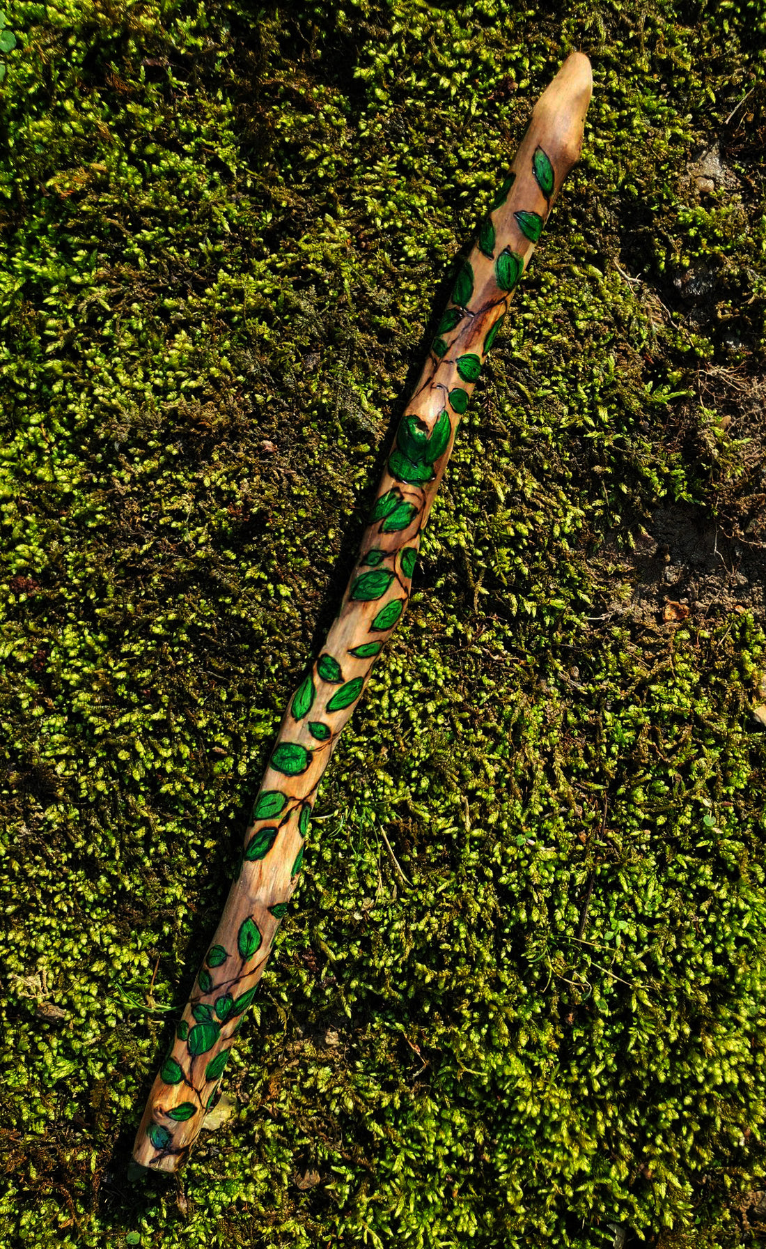 Wood Burned Ivy Wand | Hand Painted Witch Wand | Forest Magic Wand | One of a Kind Ritual Wand | 12.5”
