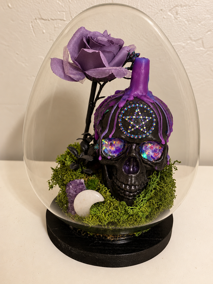Purple witchy gothic skull cloche