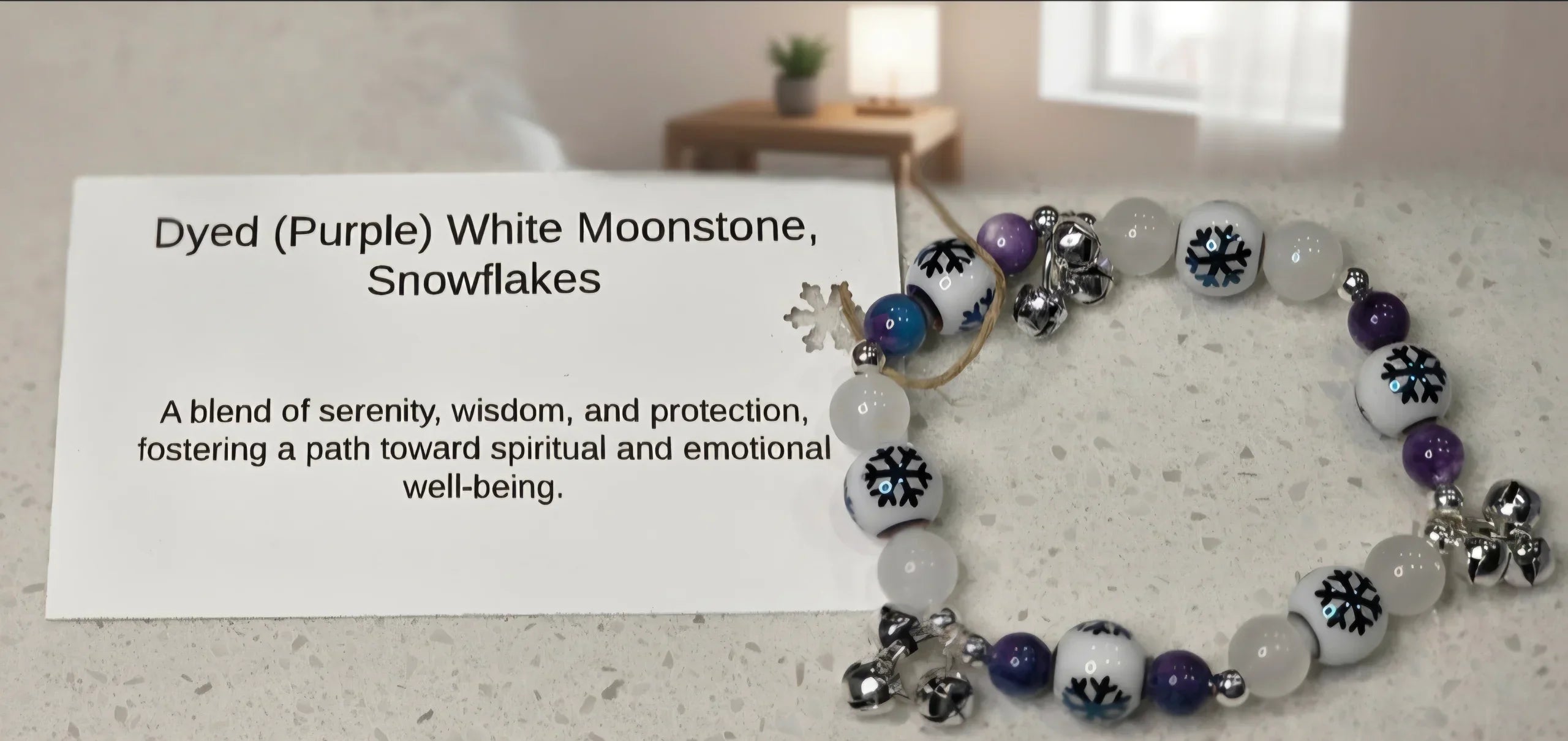 Dyed Purple Jade/ White Moonstone/ Snowflakes