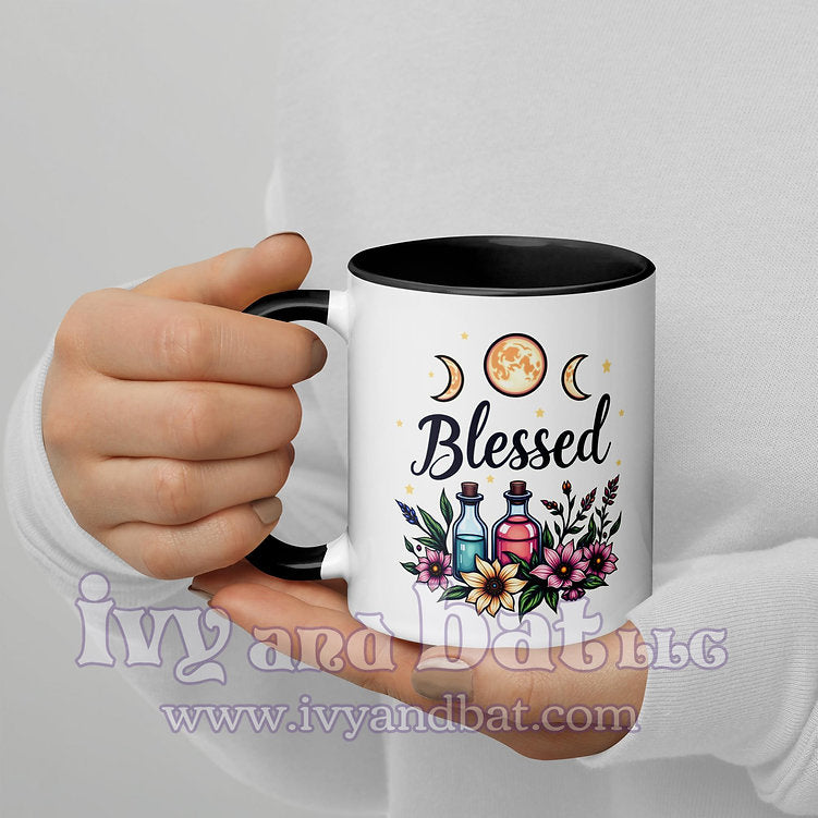 Triple Moon Blessed Witchy Vibes Mug with Color Inside