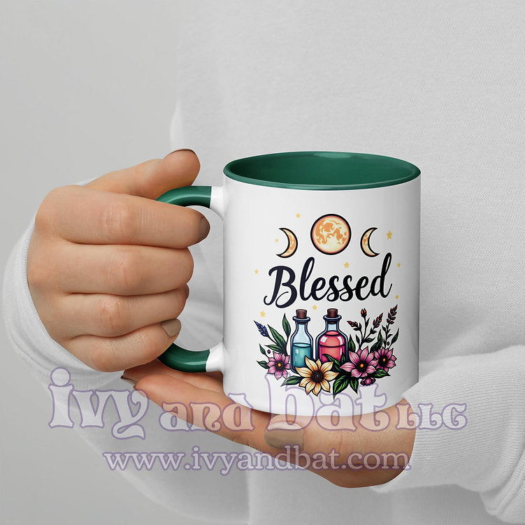 Triple Moon Blessed Witchy Vibes Mug with Color Inside