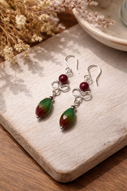 Orange Garnet &amp; Agate Spring Earrings