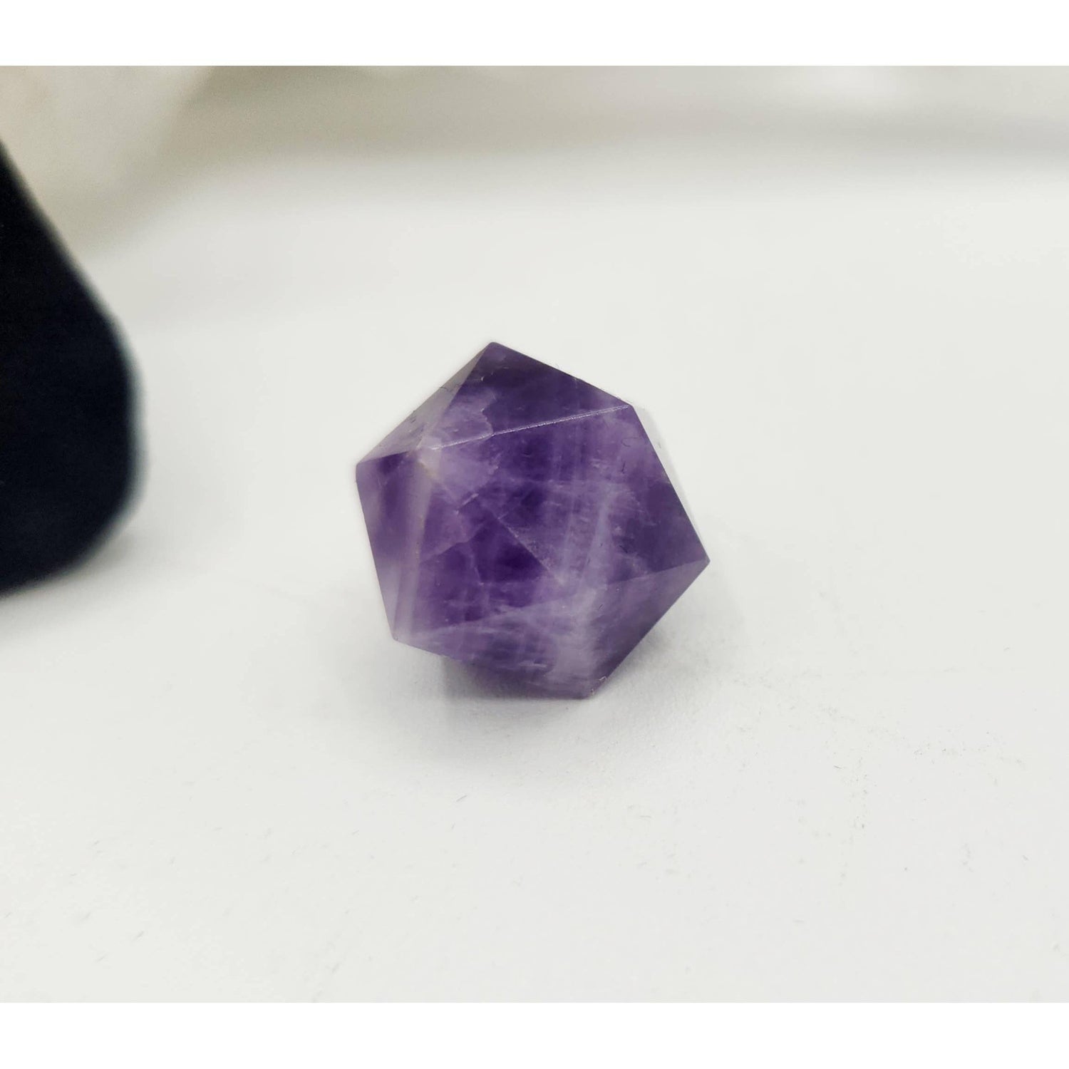 Amethyst 7-Piece Sacred Geometry Crystal Set with Wooden Grid &amp; Velvet Bag
