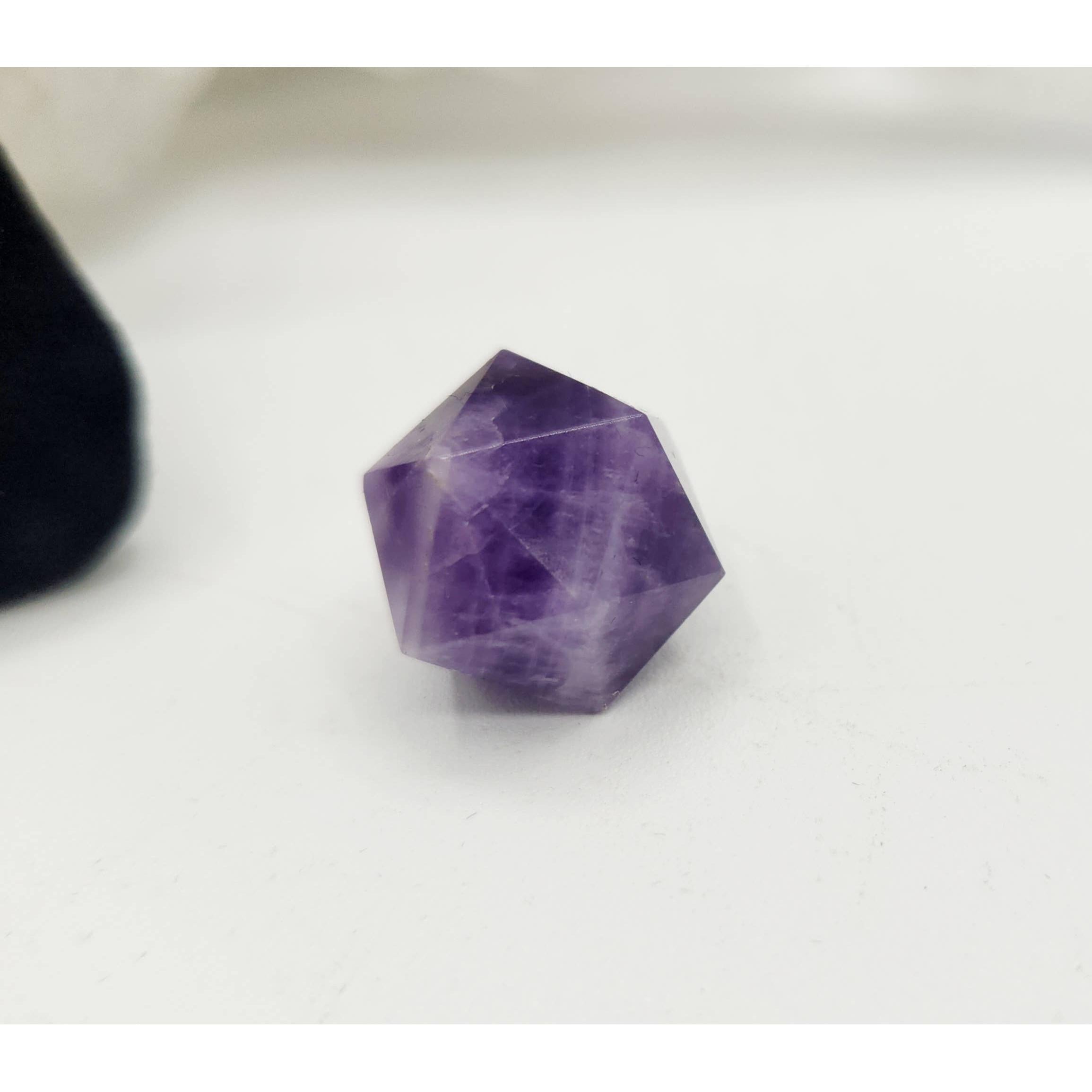 Amethyst 7-Piece Sacred Geometry Crystal Set with Wooden Grid &amp; Velvet Bag