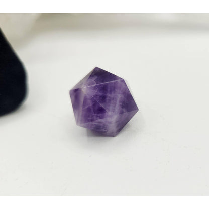 Amethyst 7-Piece Sacred Geometry Crystal Set with Wooden Grid &amp; Velvet Bag