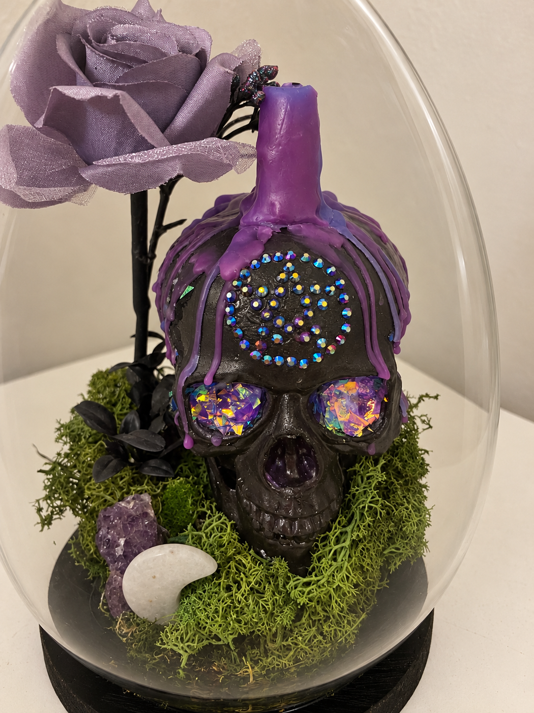 Purple witchy gothic skull cloche