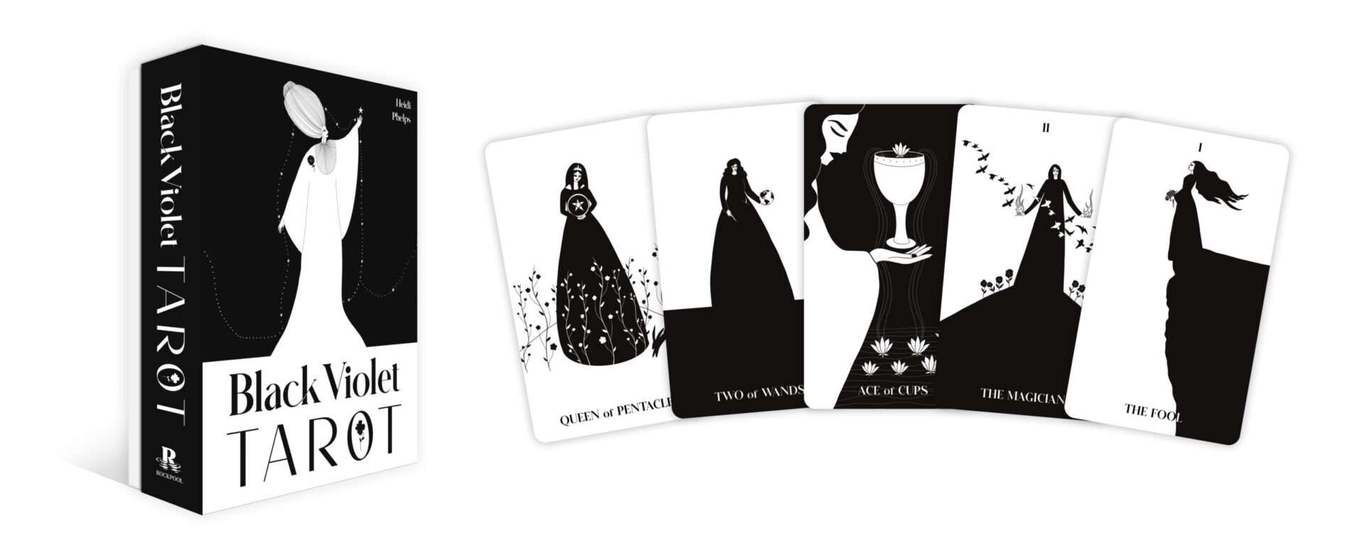 Black Violet Tarot card with dark floral botanical illustration
