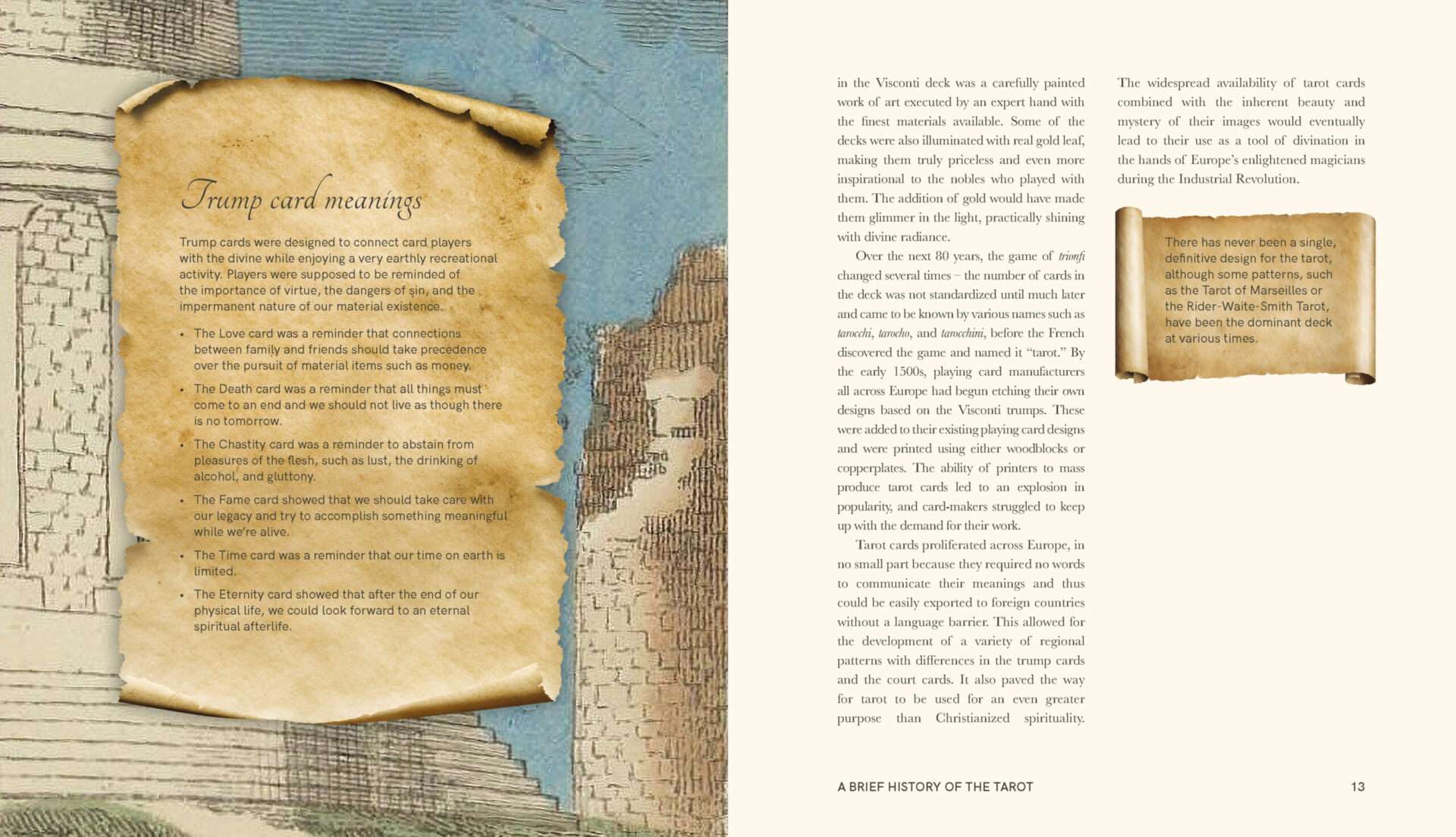 An Occult Guide to the Tarot book spread with detailed occult card interpretation