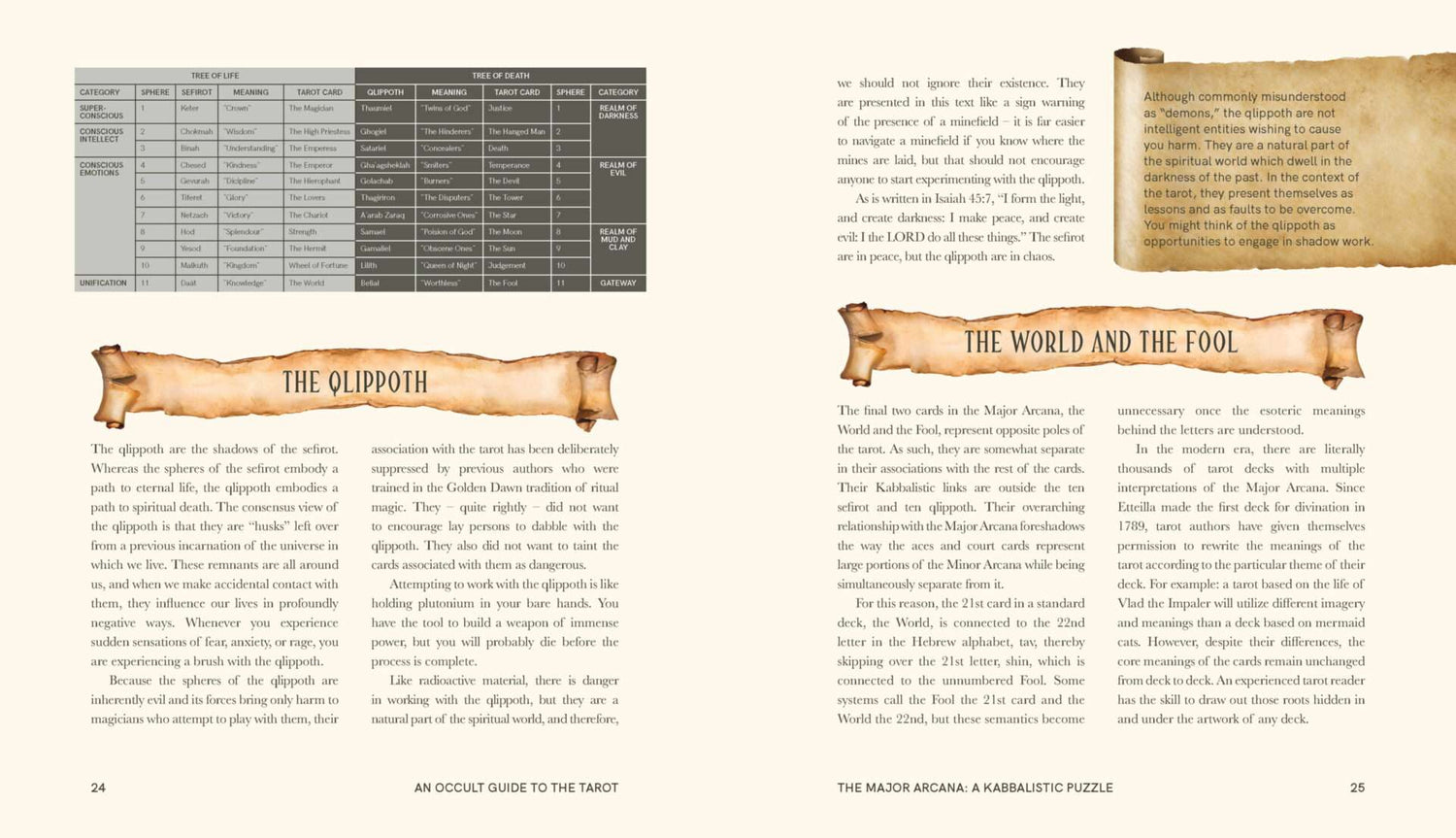 An Occult Guide to the Tarot page featuring angel and tarot symbolism analysis