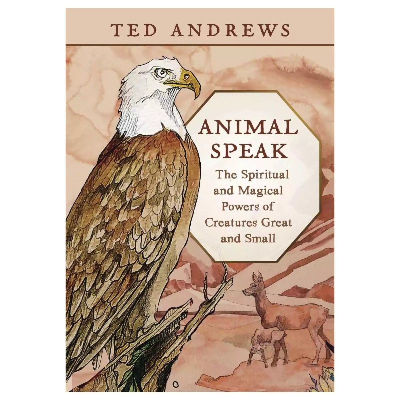 Front cover of Animal Speak by Ted Andrews showing a large owl in flight against a natural background, published by Llewellyn Publications