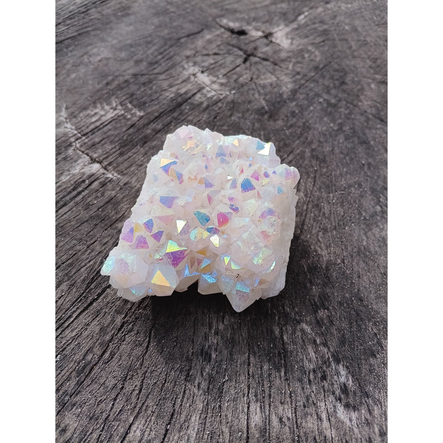 Aura Quartz Cluster – Genuine Iridescent Crystal for Energy Amplification &amp; Decor