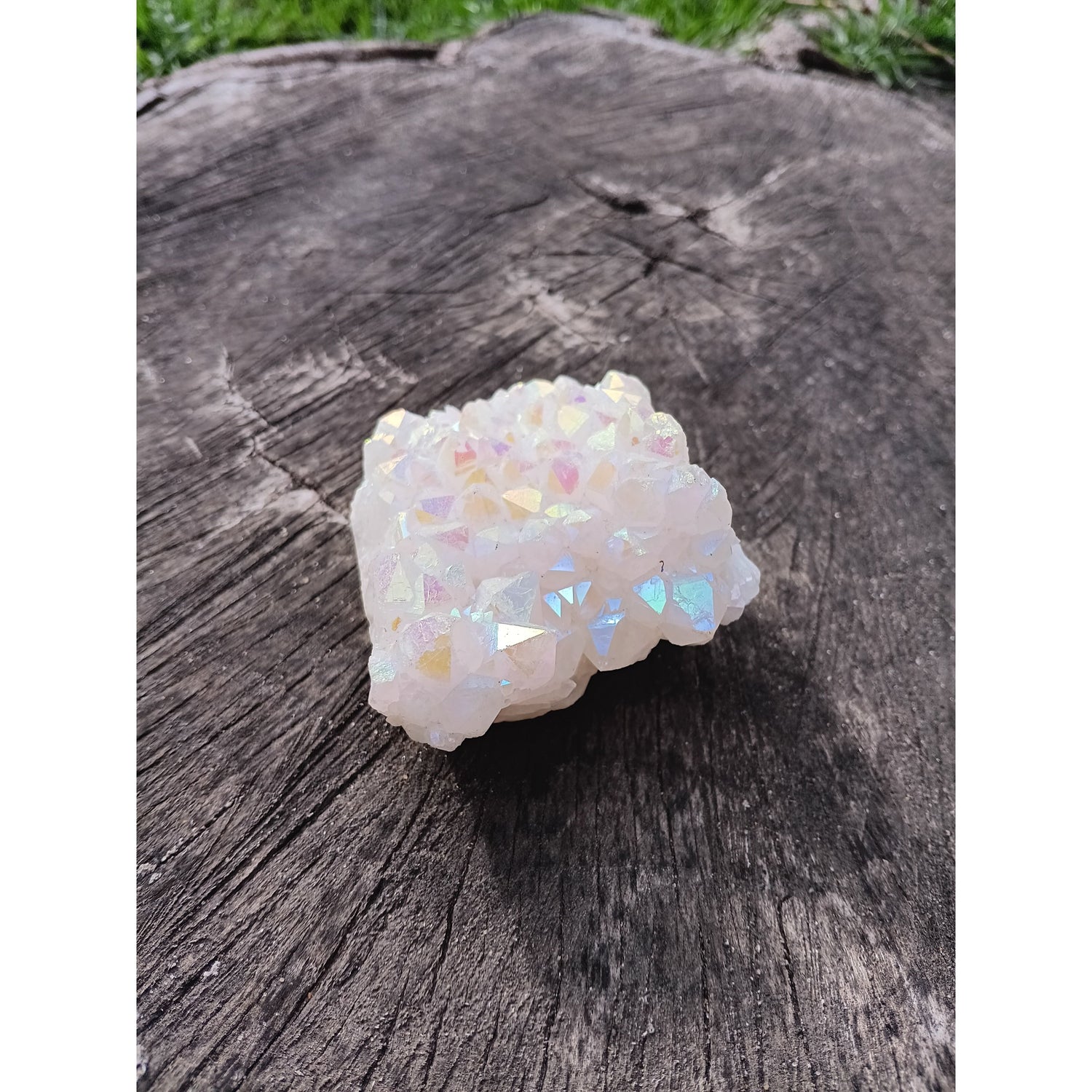 Aura Quartz Cluster – Genuine Iridescent Crystal for Energy Amplification &amp; Decor