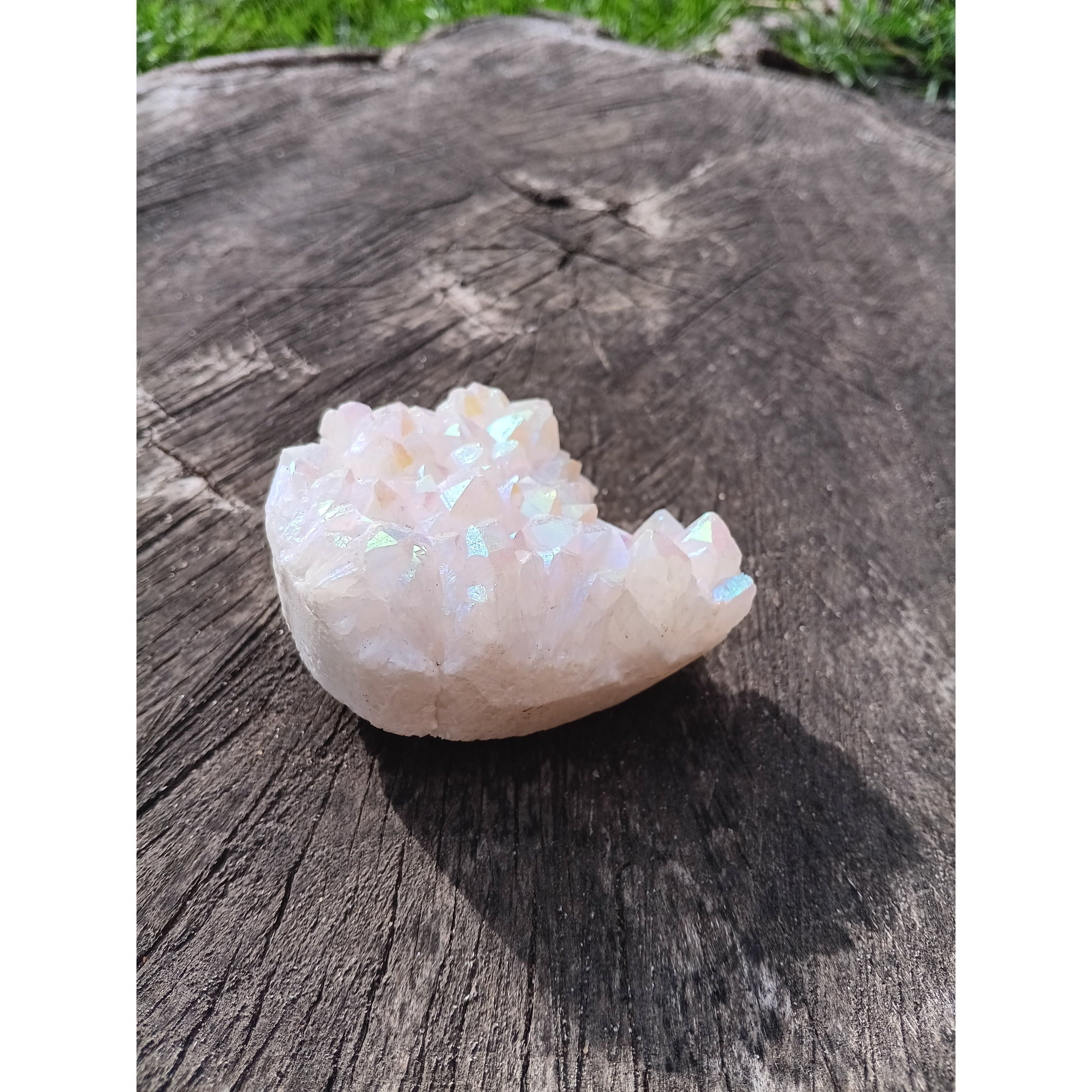 Aura Quartz Cluster – Genuine Iridescent Crystal for Energy Amplification &amp; Decor