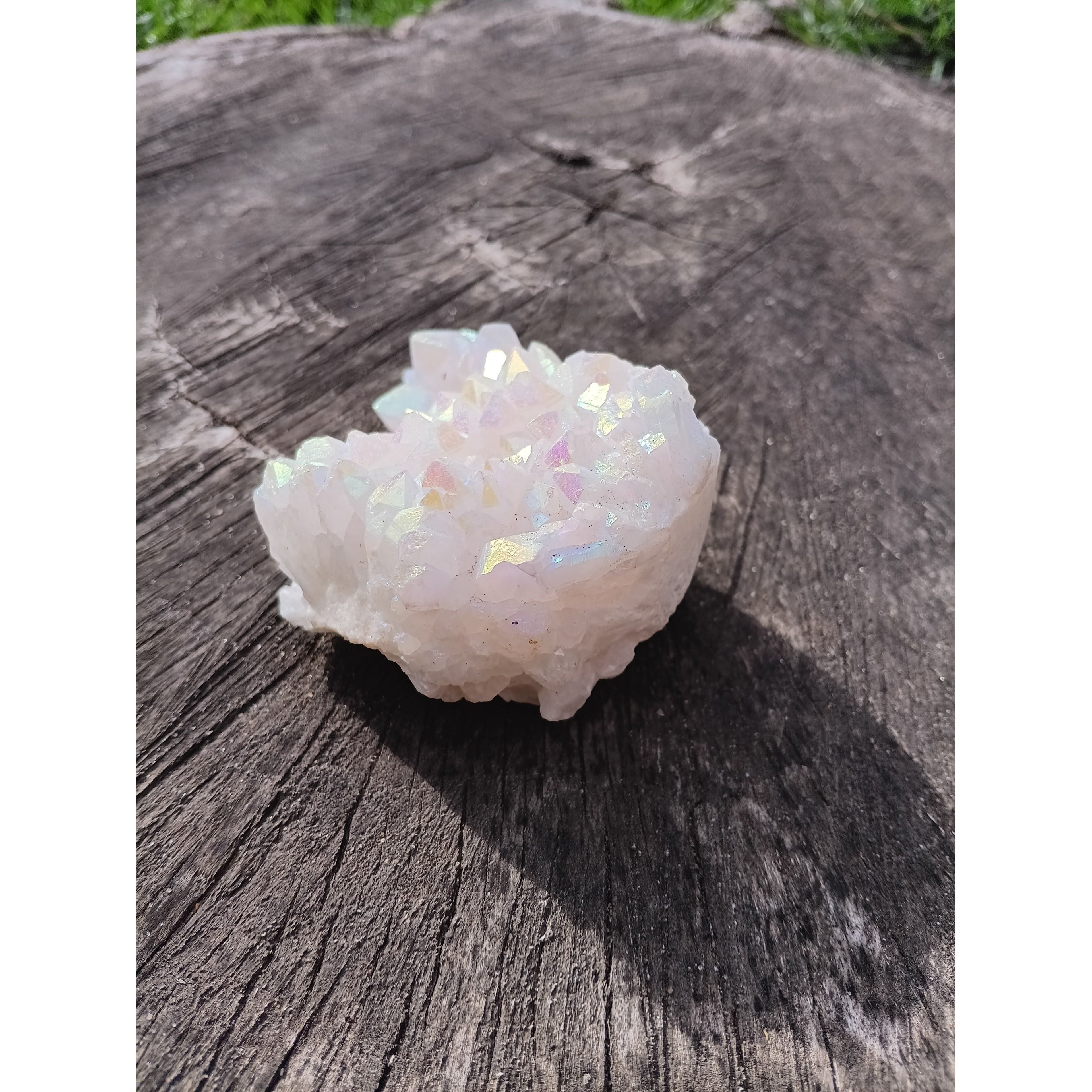Aura Quartz Cluster – Genuine Iridescent Crystal for Energy Amplification &amp; Decor
