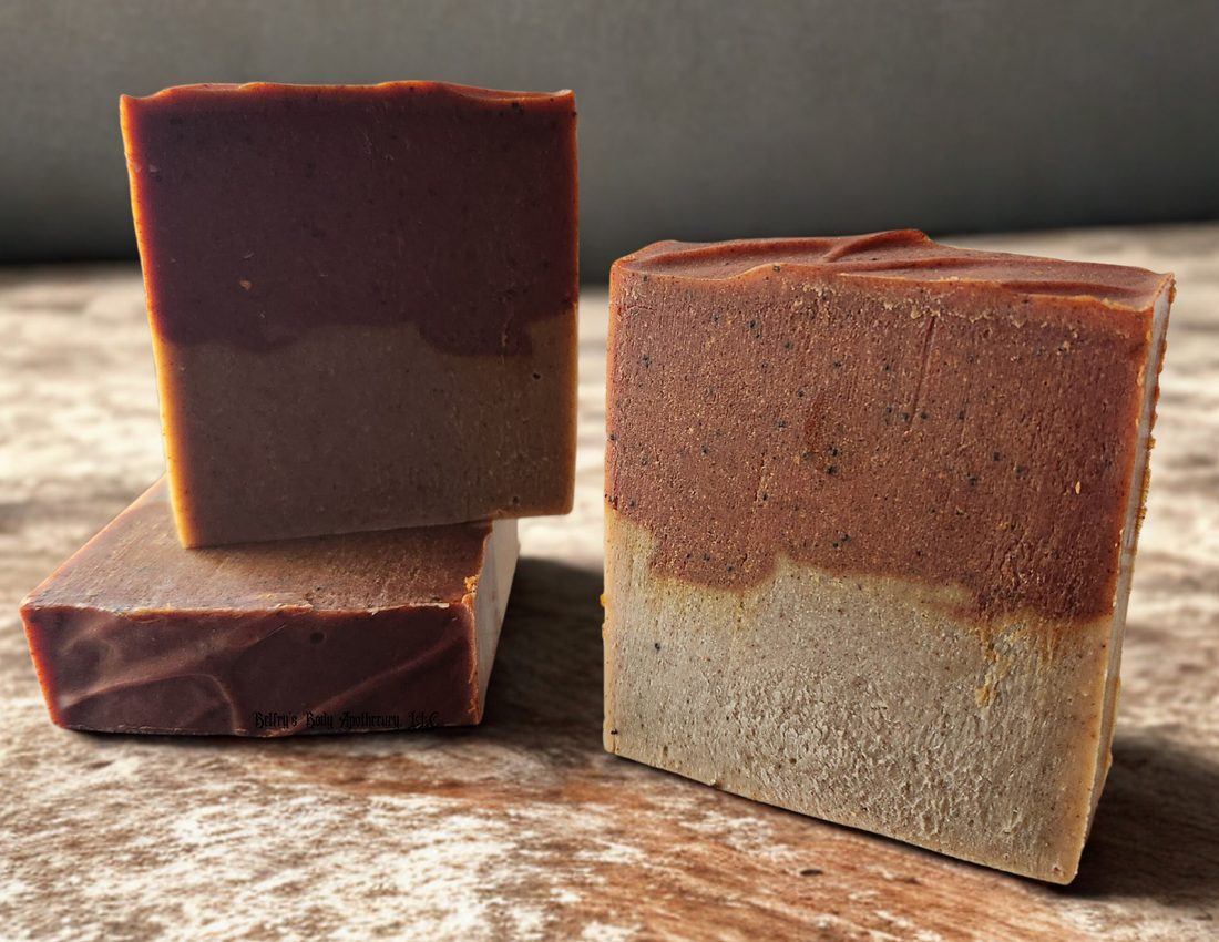 Cleansing collection - three soap bars containing turmeric and ginger with poppy seeds