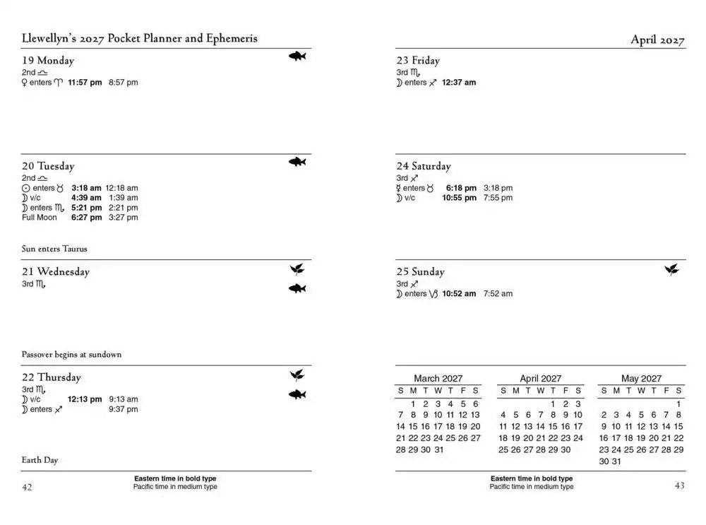 Sample week-at-a-glance spread from Llewellyn&