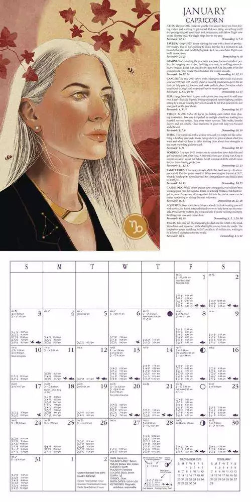 Sample January page from Llewellyn&