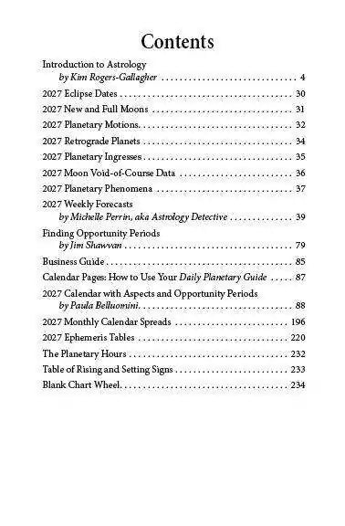 Interior table of contents from Llewellyn&