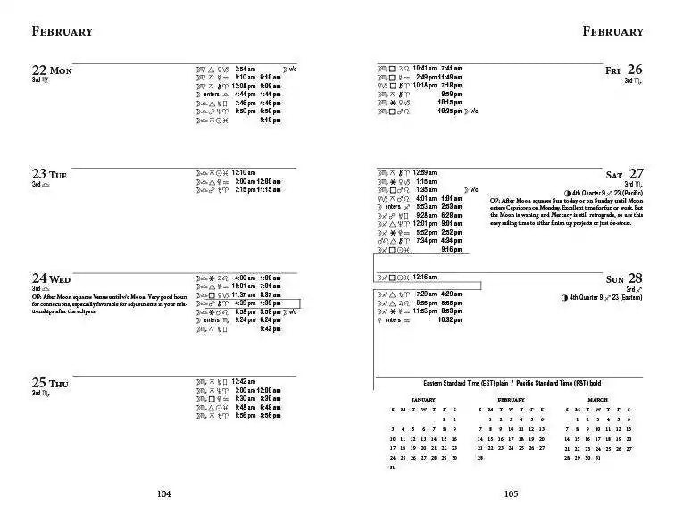 Sample weekly calendar spread from Llewellyn&