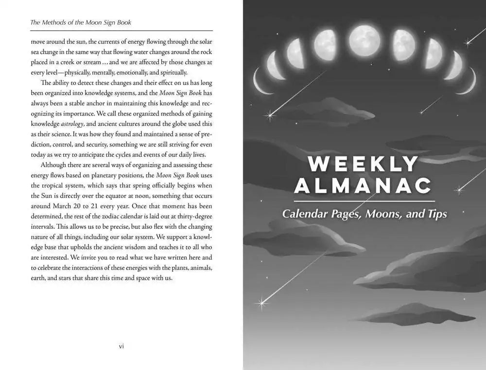 Opening spread of The Methods of the Moon Sign Book chapter in Llewellyn&