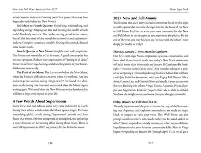Sample July Moon Table and Aspectarian pages from Llewellyn&