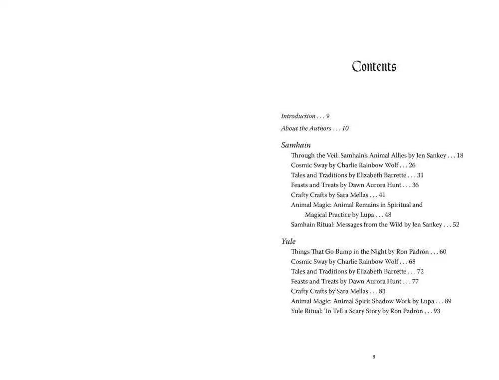 Table of contents from Llewellyn&