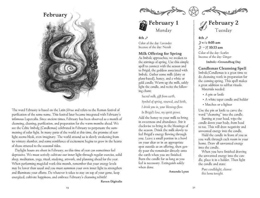 Sample February spell pages from Llewellyn&