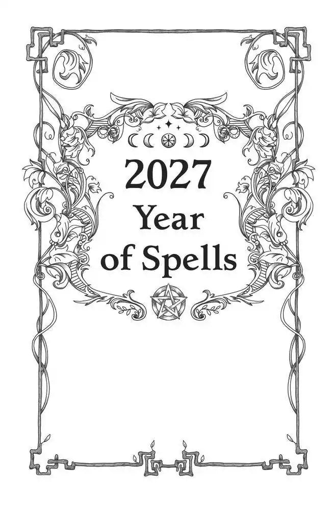 Interior 2027 Year of Spells title page from Llewellyn&