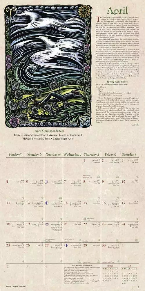 Sample April page from Llewellyn&