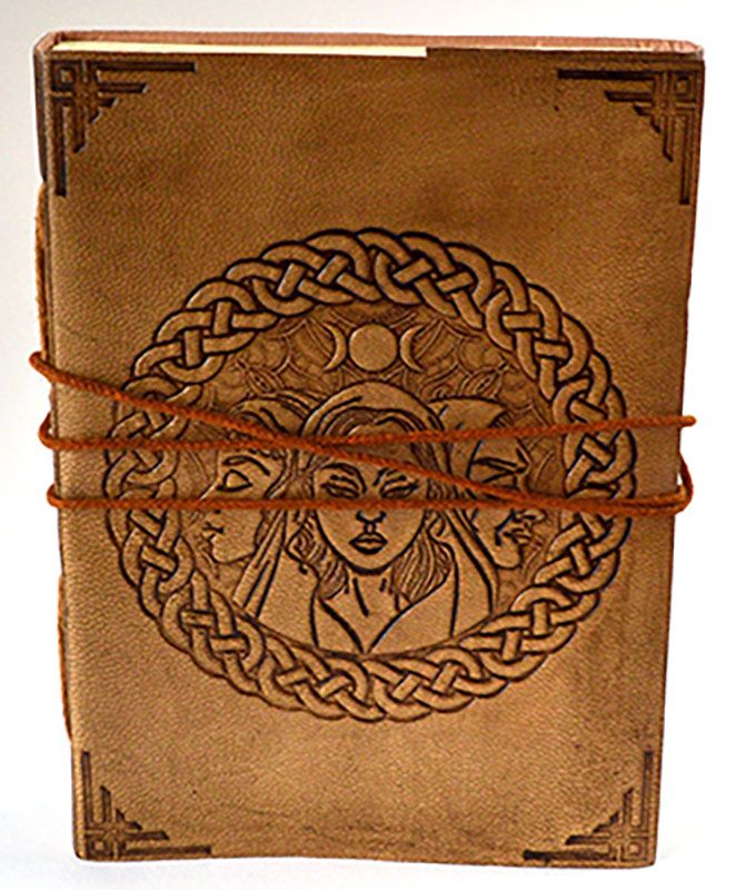 5″ x 7″ Triple Goddess Leather Journal with Cord – Unlined