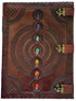7 stone leather blank book with triple metal latch closure showing seven chakra gemstones embedded in leather cover, ritual journal for grimoires and Book of Shadows
