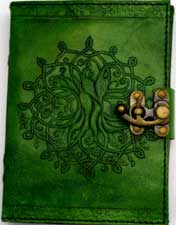 5" x 7" green Tree of Life leather journal w/ latch