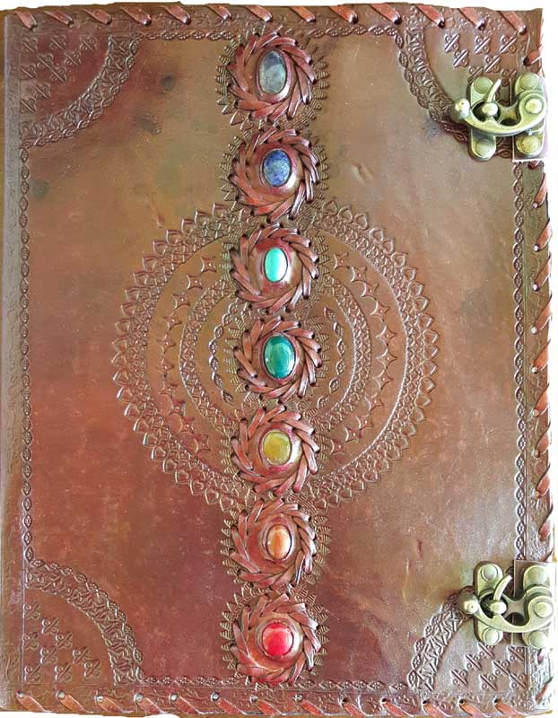 10" x 13" Chakra leather blank book w/ latch