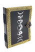 Moon phase silver and black embossed leather journal 5 by 7 inch with latch for lunar grimoire use