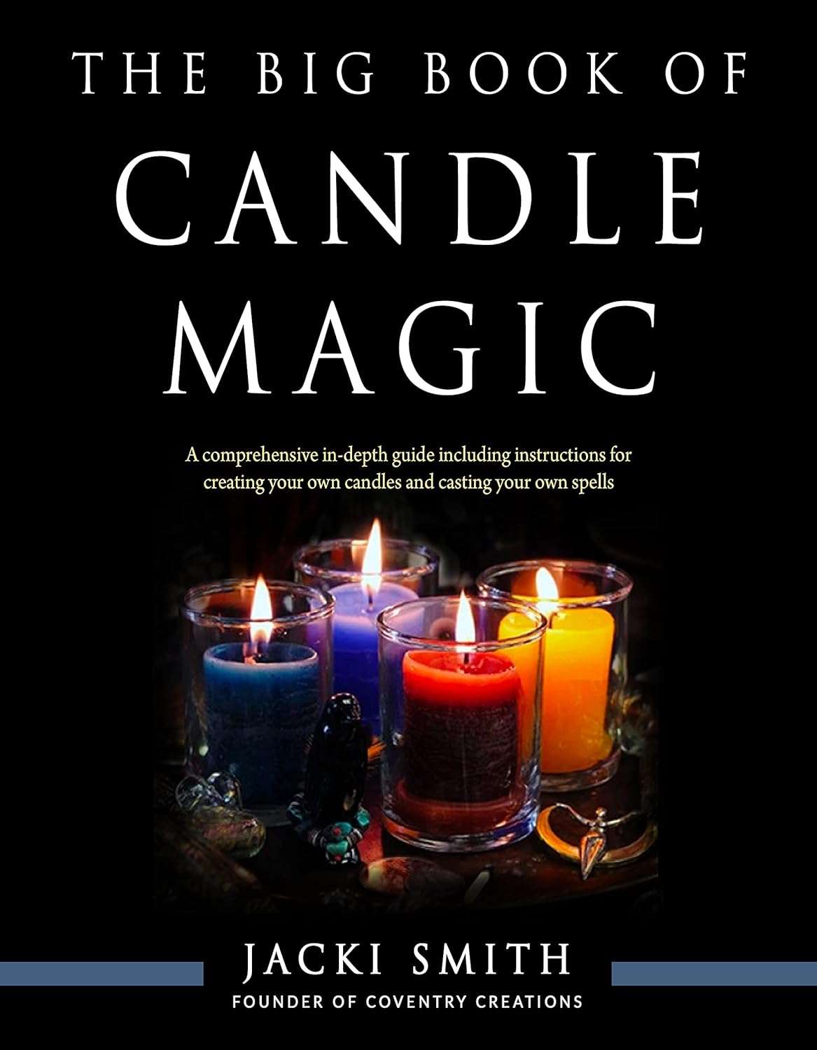 Big Book of Candle Magic book cover with colorful ritual candles against a dark background — Jacki Smith Weiser Books edition.