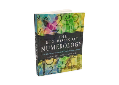 Big Book of Numerology cover variant showing numbers in a vibrant scattered design on the front.
