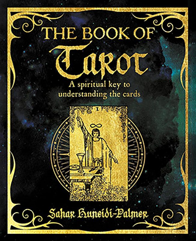 The Book of Tarot by Sahar Huneidi-Palmer cover featuring illustrated tarot imagery and elegant typography