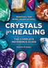 Crystals for Healing book cover by Karen Frazier featuring a colorful arrangement of polished gemstones and crystal specimens