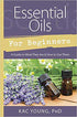 Book cover of Essential Oils for Beginners showing a guide to aromatherapy and oil use, ideal for those starting a botanical or wellness practice.
