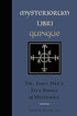 Dark blue book cover of Mysteriorum Libri Quinque featuring Dr. John Dee&