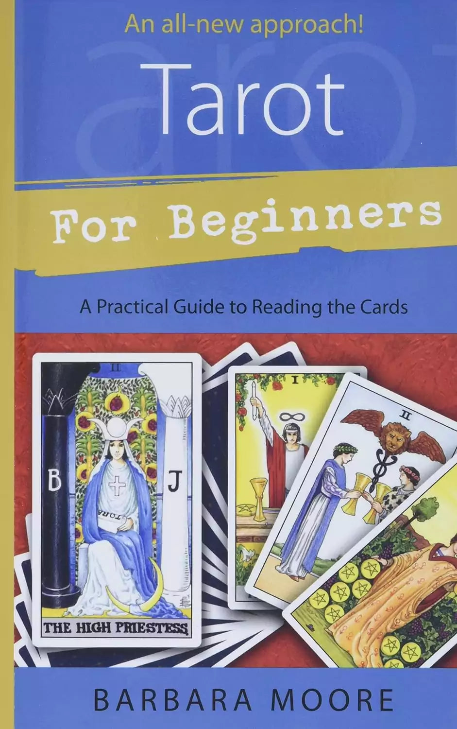 Tarot for Beginners book cover by Barbara Moore — Llewellyn publication featuring tarot card illustrations including The High Priestess for learning to read tarot.