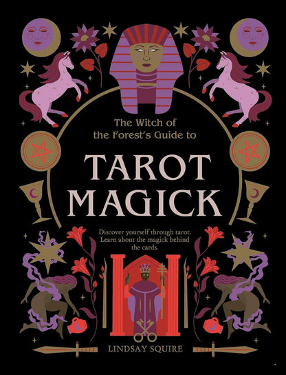 Front cover of Tarot Magick by Lindsay Squire showing forest witch illustration