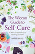 The Wiccan Guide to Self-Care book cover with floral and herbal illustration surrounding healing crystals and potions, by Marie Bruce, for Wiccan holistic wellness.