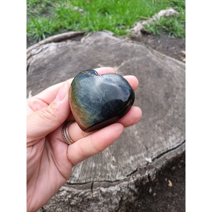 Blue Tiger Eye Heart Crystal – Grounding &amp; Protective Stone