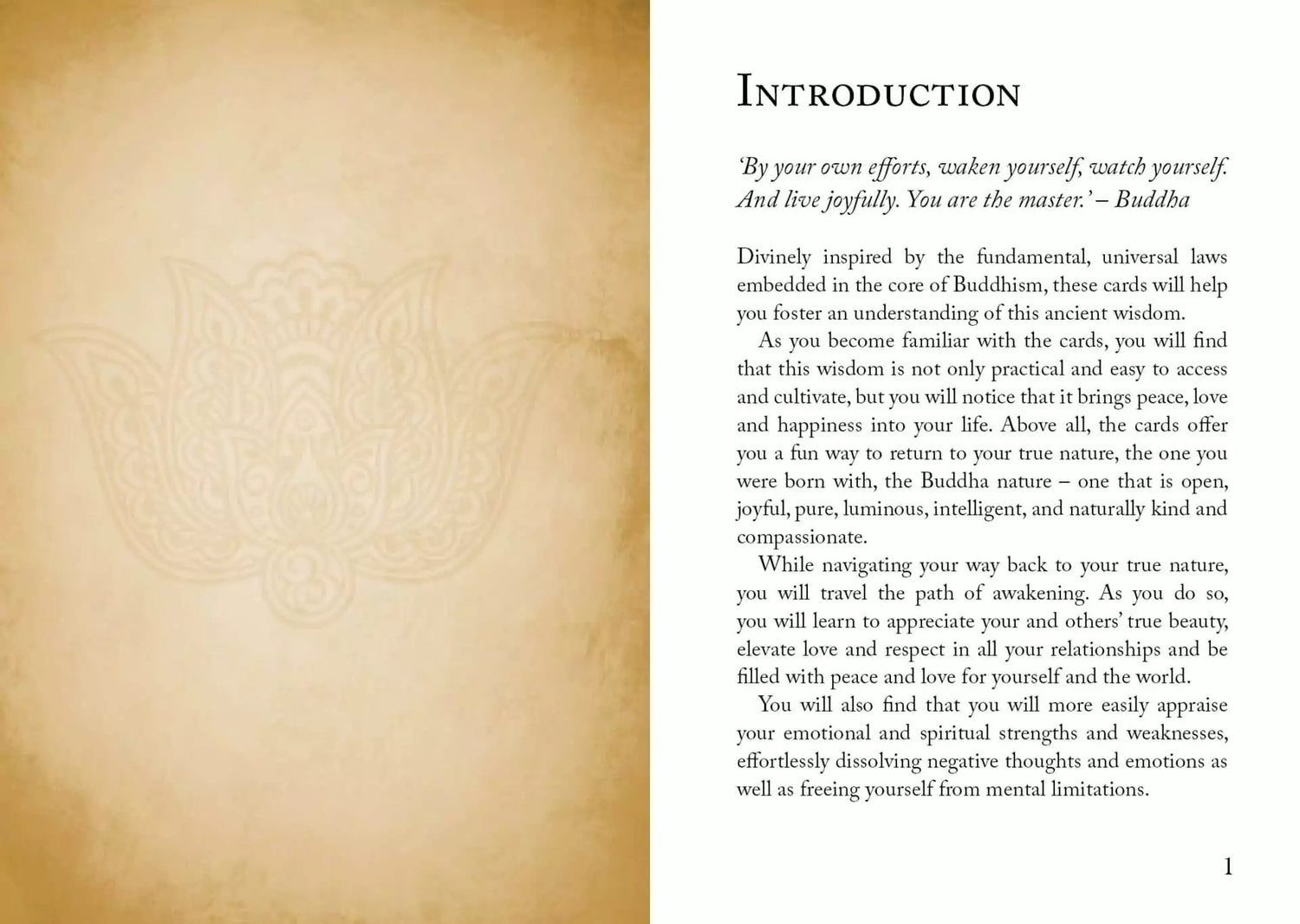 Buddhism Oracle card depicting mindfulness or meditative scene