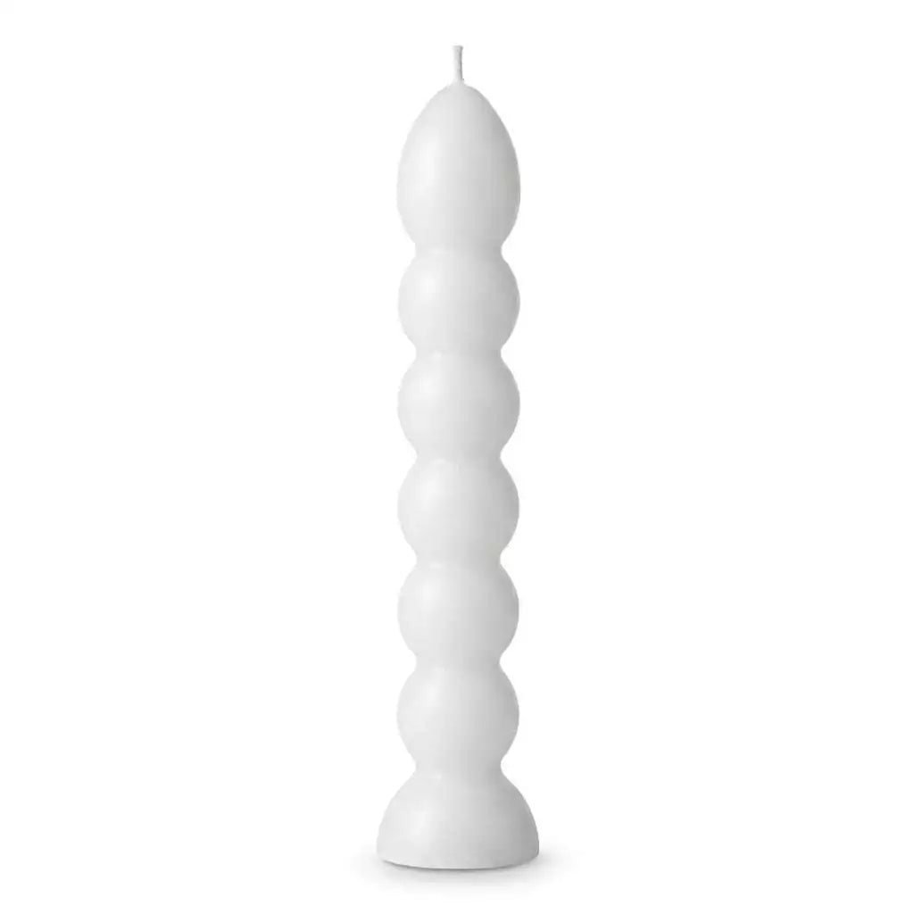 White seven-knob ritual candle for wishing spells and purification with seven sections for burning one per day during seven-day candle magic ceremony