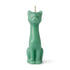 5.5-inch green wax candle sculpted as a sitting cat with a simple wick on top for hoodoo money drawing and prosperity ritual burning.
